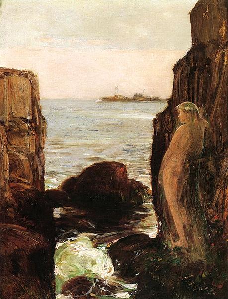 Nymph on a Rocky Ledge, Childe Hassam